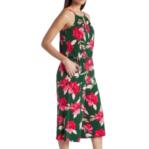28. NWOT Maggy London Lottie Knit Crop Jumpsuit Size 12 Green Floral Medium - Picture 2 of 7